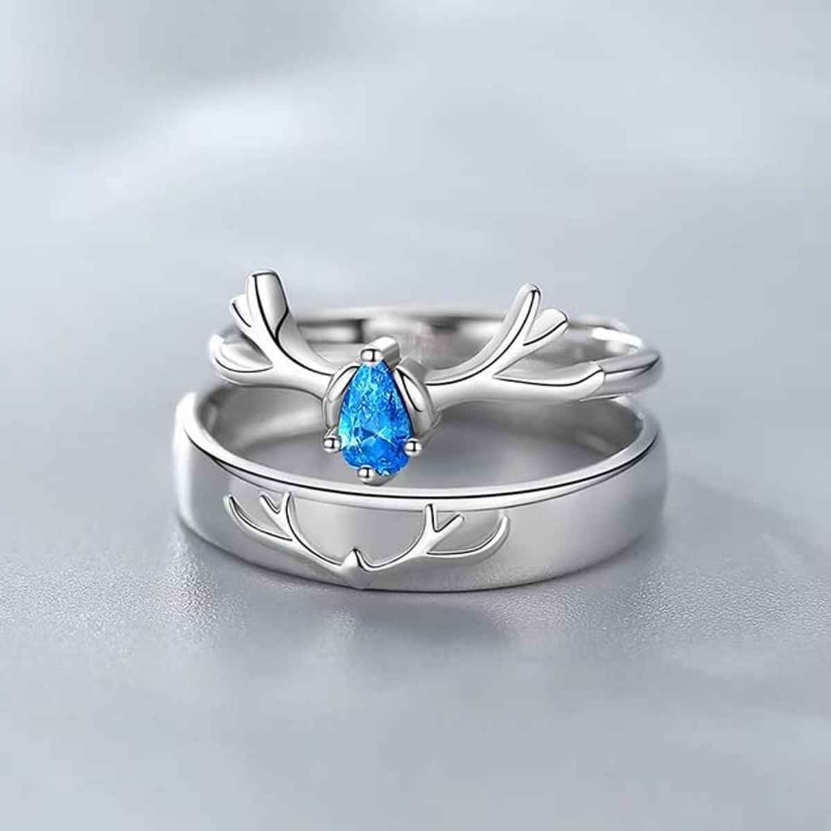 YouBella Silver Plated Heart Proposal Adjustable Couple Ring | YBRG-20321