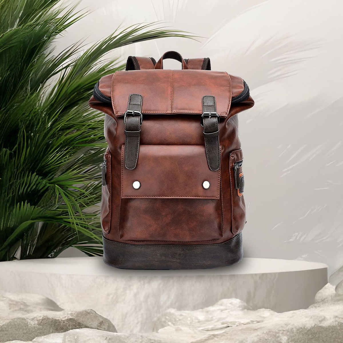 Fur Jaden Unisex Vegan Leather 15 L Laptop Bag | Black and Brown