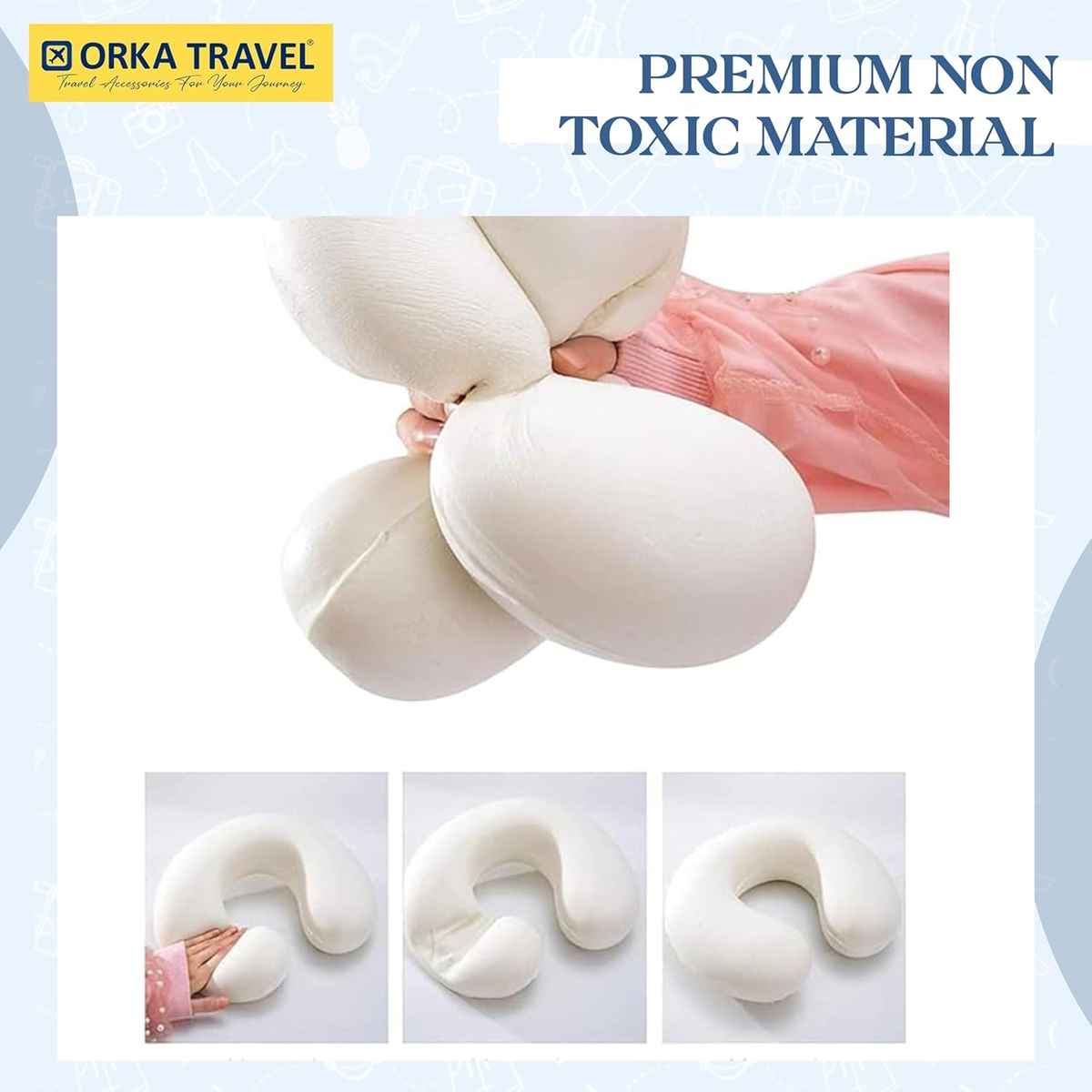 Orka Travel Solid Super Soft Memory Foam U Neck Pillow - Black