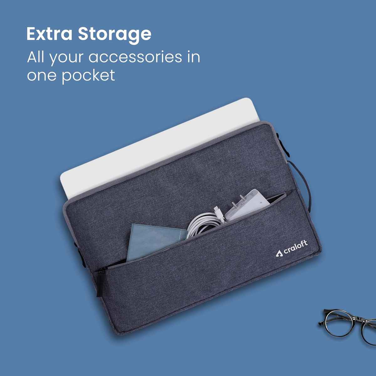 Craloft 16 Inch Laptop Sleeve Cover Bag for MacBook Pro / 16 Inch Laptop with Charger Pouch -Office