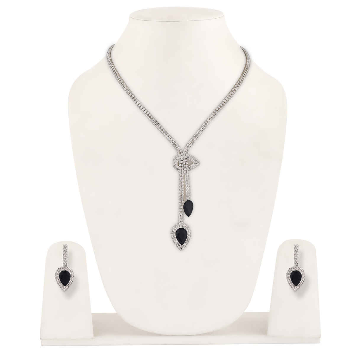 Shining Diva Fashion Stylish Design Crystal Diamond Necklace Set for Women and Girls | 15216s