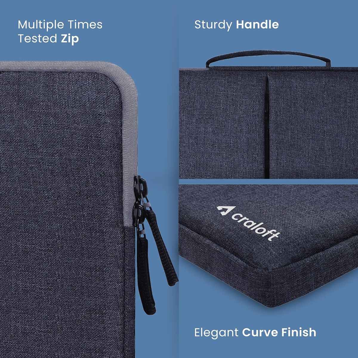 Craloft 15-15.6 Inch Laptop Sleeve Cover Bag for MacBook/Dell/HP/Lenovo - Office & Travel Use (L25)
