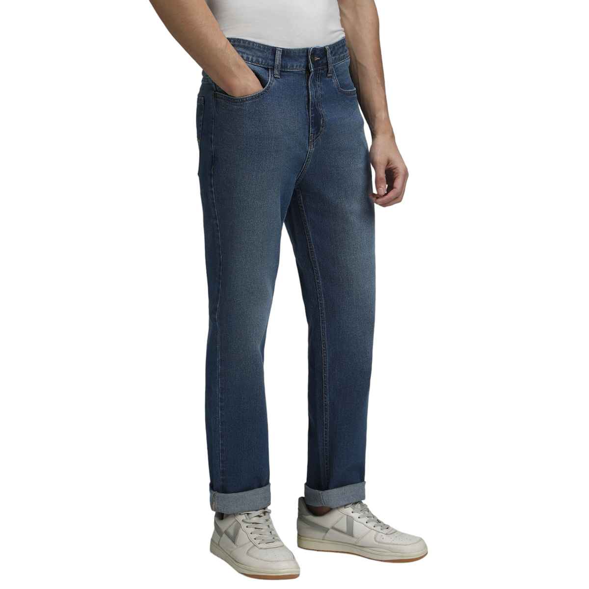 Dennis Lingo Men'straight Fit Washed Stretchable Jeans | Indigo | 34