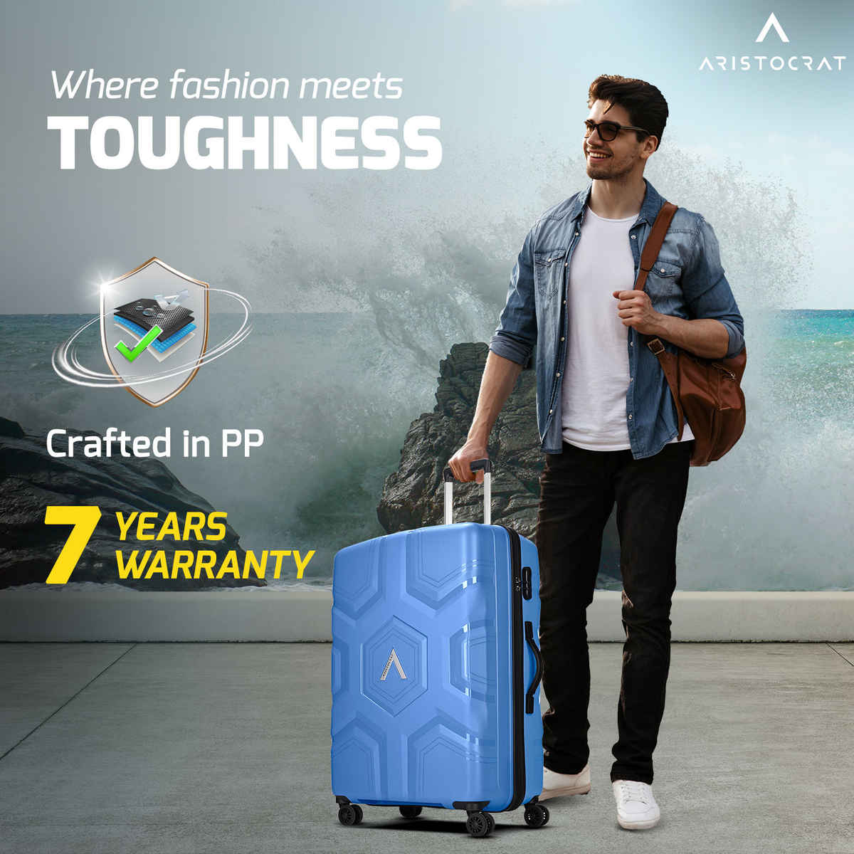 Aristocrat Rock Suitcase 76 | Ocean Blue