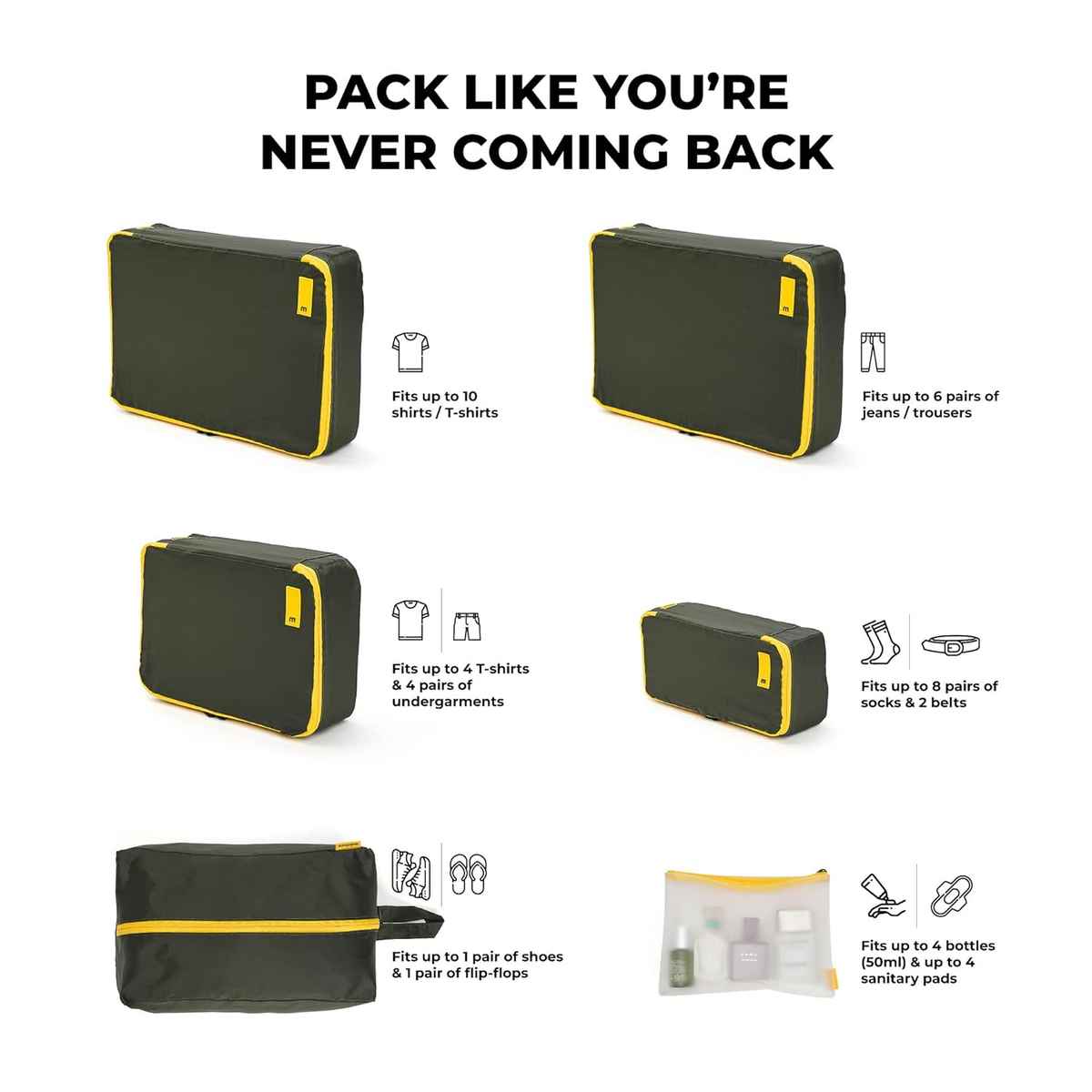 Mokobara Solid Nylon Travel Cubes | Homegrown Sunray