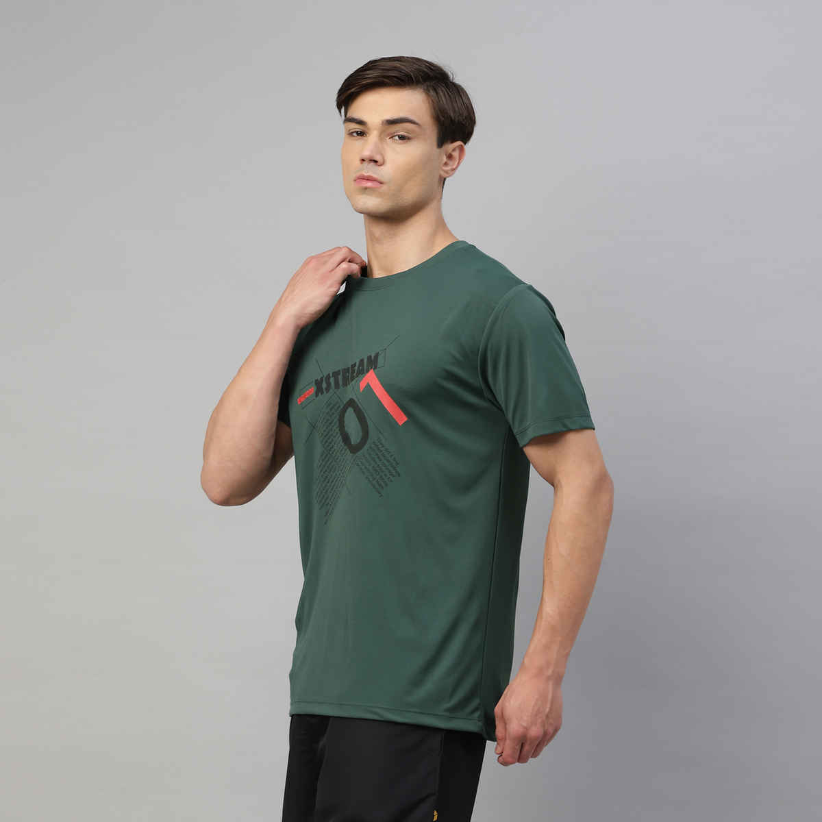 Dida Men's Dry Fit Sports T-Shirt | Comfortable and Stretchable | Trekking Green - XL