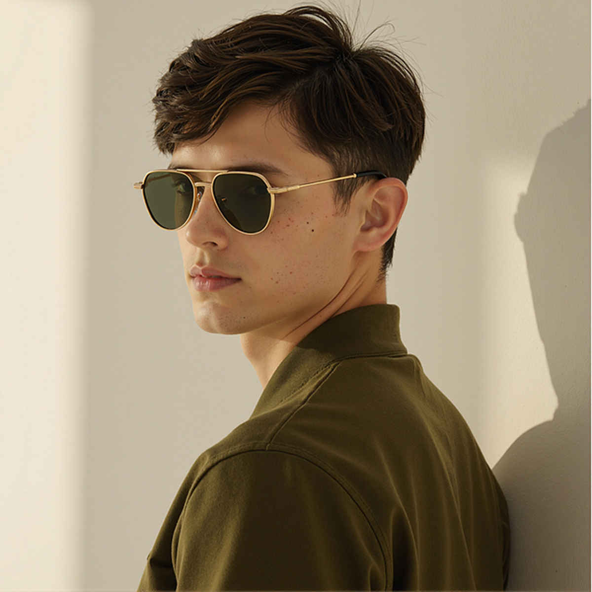 John Jacobs By Lenskart | Premium Polarized Sunglasses | Unisex | Aviator| Medium-141mm |Gold-Black
