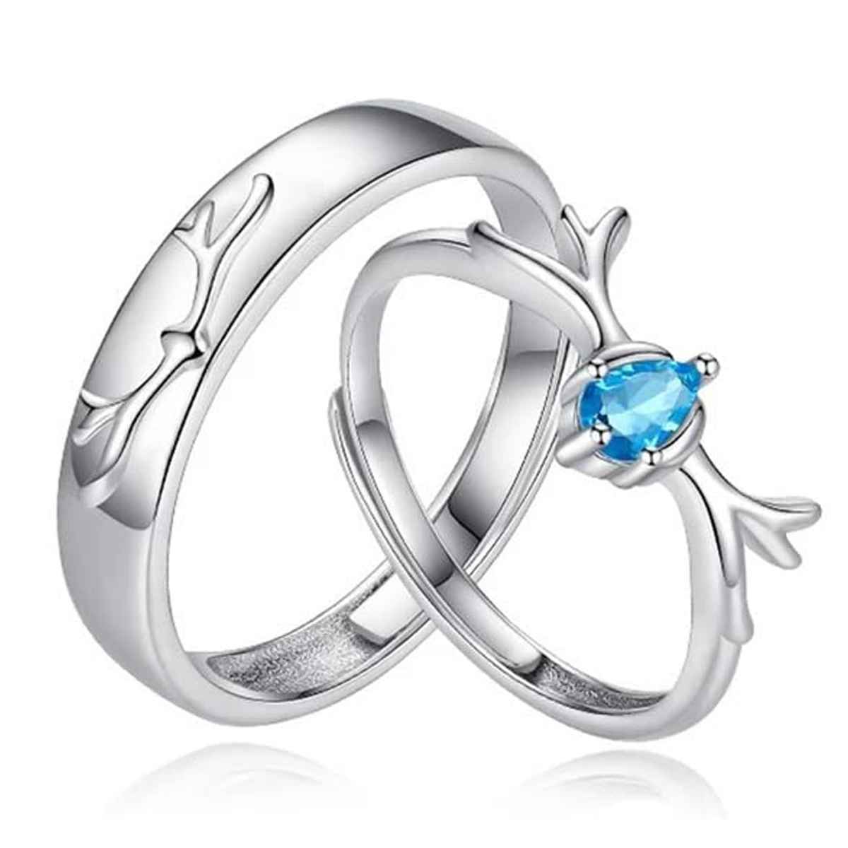 YouBella Silver Plated Heart Proposal Adjustable Couple Ring | YBRG-20321