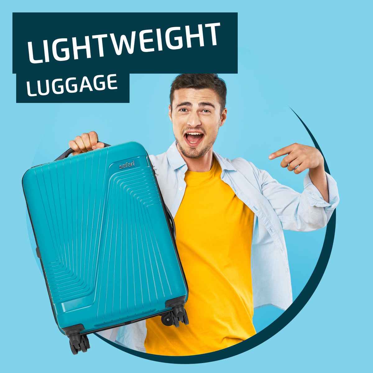 Safari Textured ABS and Polycarbonate Telescopic Trolley Bag | Teal Green - L