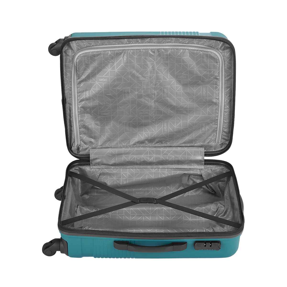Safari Textured ABS and Polycarbonate Telescopic Medium Check-in Trolley Bag | Teal Green - M