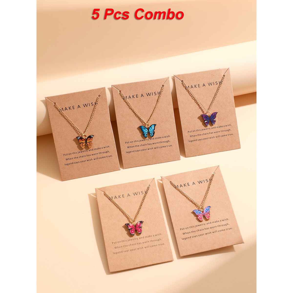 Shining Diva Fashion 5 Pcs Stylish Butterfly Jewellery Necklace Set for Women and Girls | 15200np