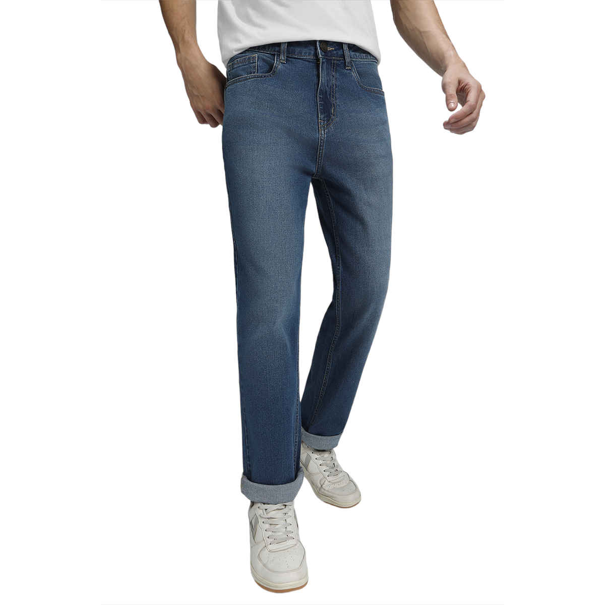 Dennis Lingo Men'straight Fit Washed Stretchable Jeans | Indigo | 32