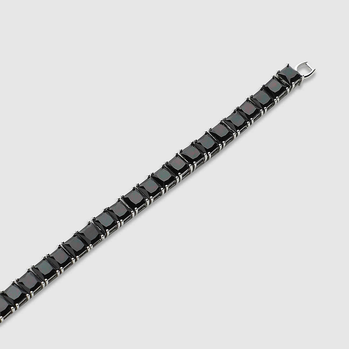 French Accent Square Stone Tennis Bracelet - Charcoal Black