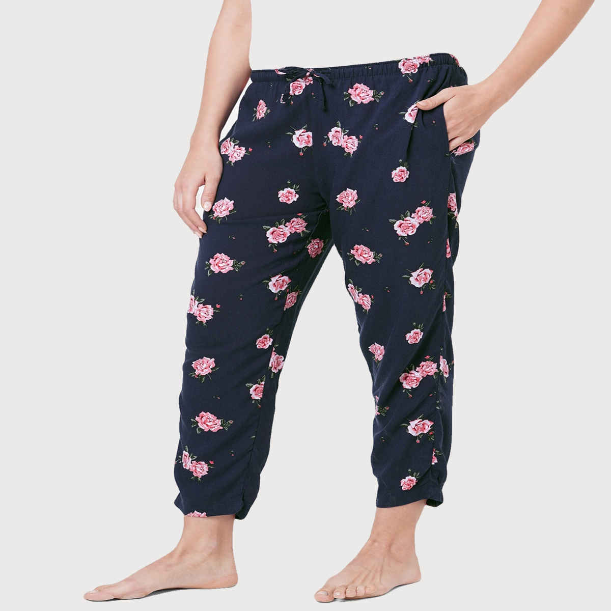 Urban Scottish Women s USWPJ528 Floral Print Viscose Regular Fit Lounge Pants | Navy - S