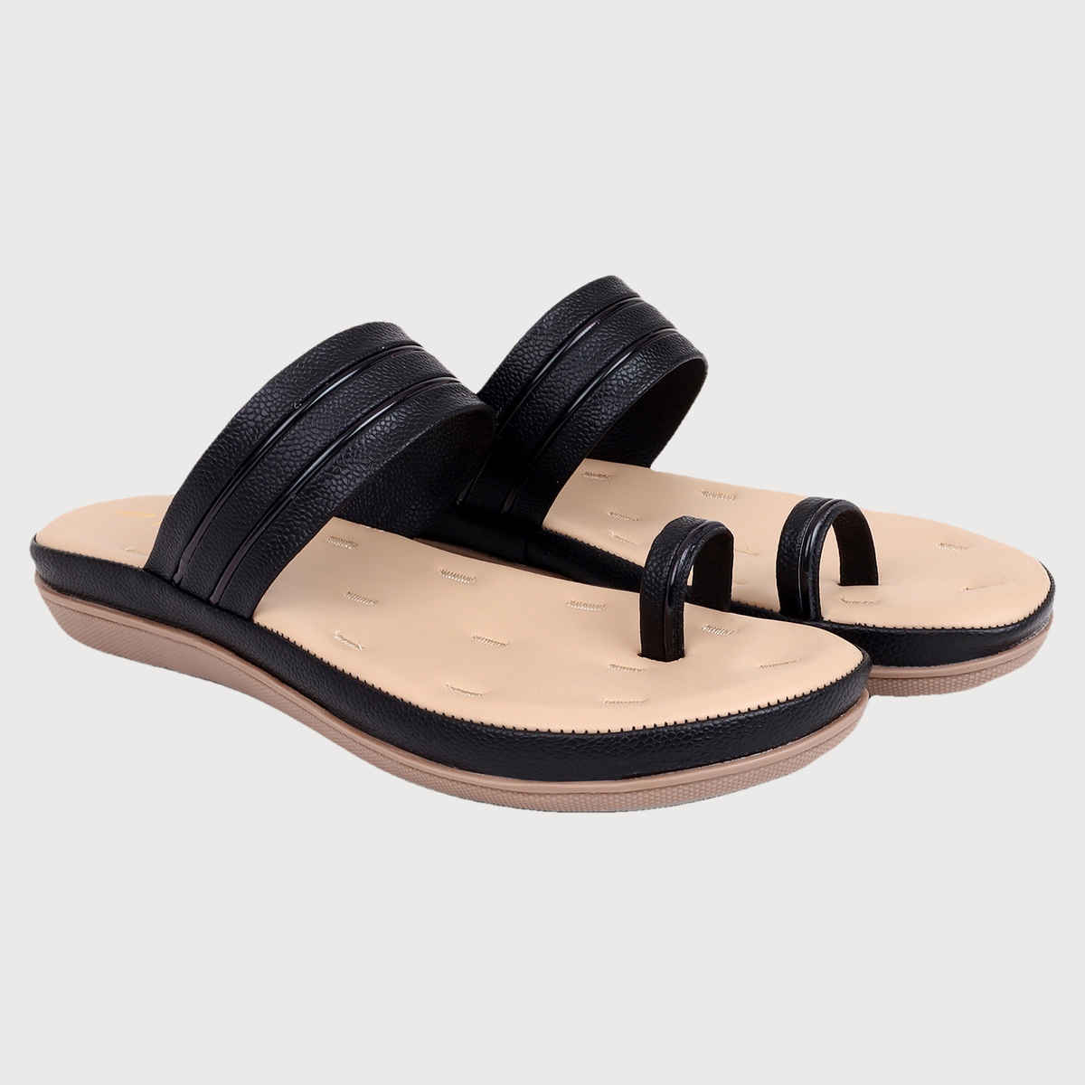 Trase Comfortable Flat Slippers For Women - Black | 8 UK