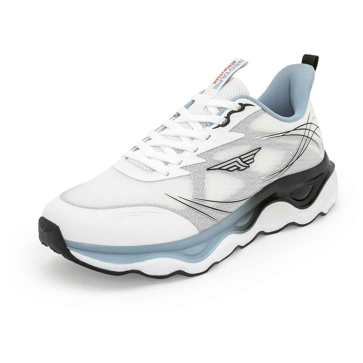 Red Tape Men's Athleisure Sneakers | Cultured Round-Toe Shape & Cushioning | White and Blue - UK 9