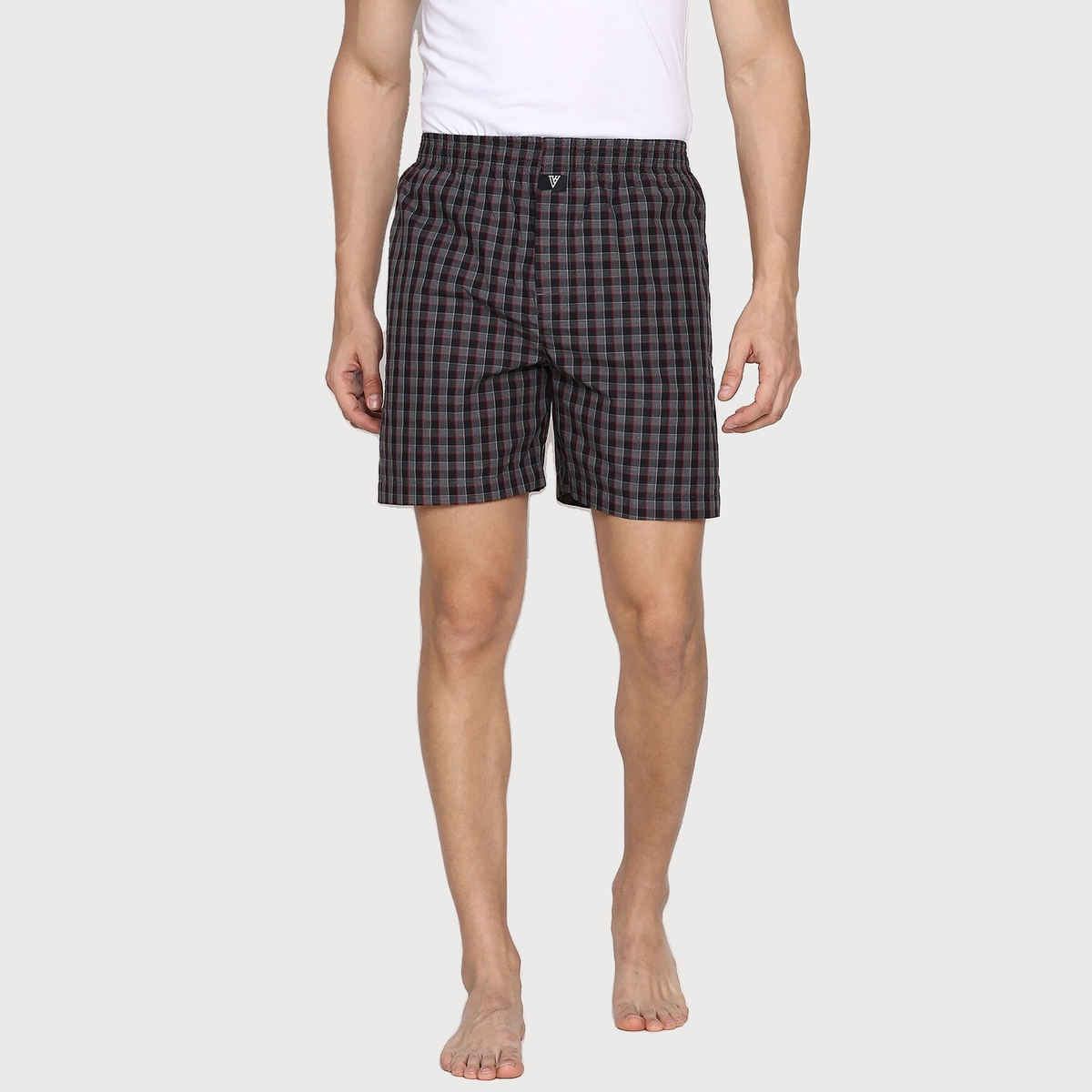 Van Heusen Apparel Men Combed Cotton Assorted Checkered Boxer Shorts | S | Pack Of 2