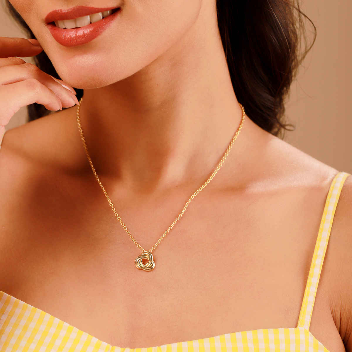 Voylla Valentines Day Golden Infinity Knot Necklace