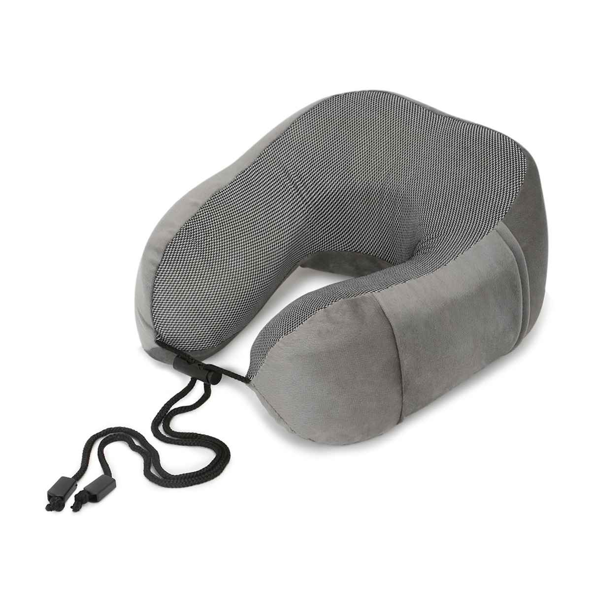 Kaaytee Memory Foam Travel Neck Pillow for Airplane & Car Neck Support Cushion | Grey