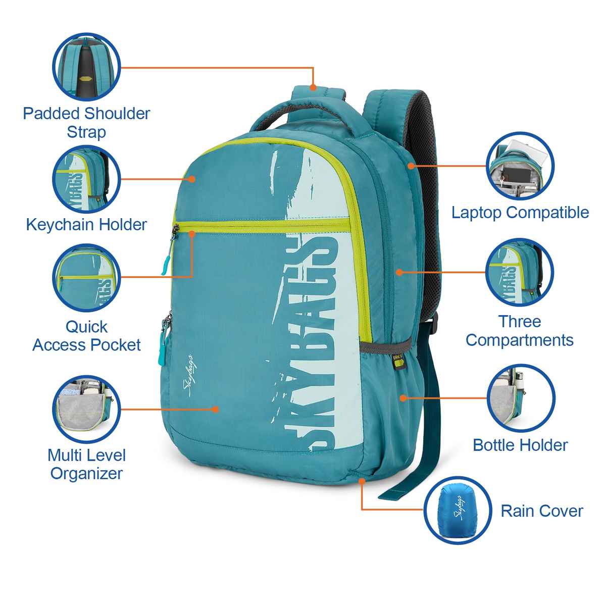 Skybags Unisex Solid Polyester 31 L Laptop Backpack | Teal