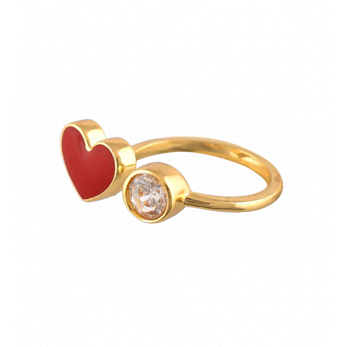 Voylla Valentine's Day Red Heart Open Finger Ring