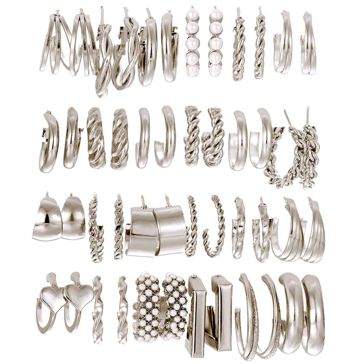 Shining Diva Fashion 24 Pairs Combo Set Latest Stylish Hoop Earrings for Women and Girls | 15617er
