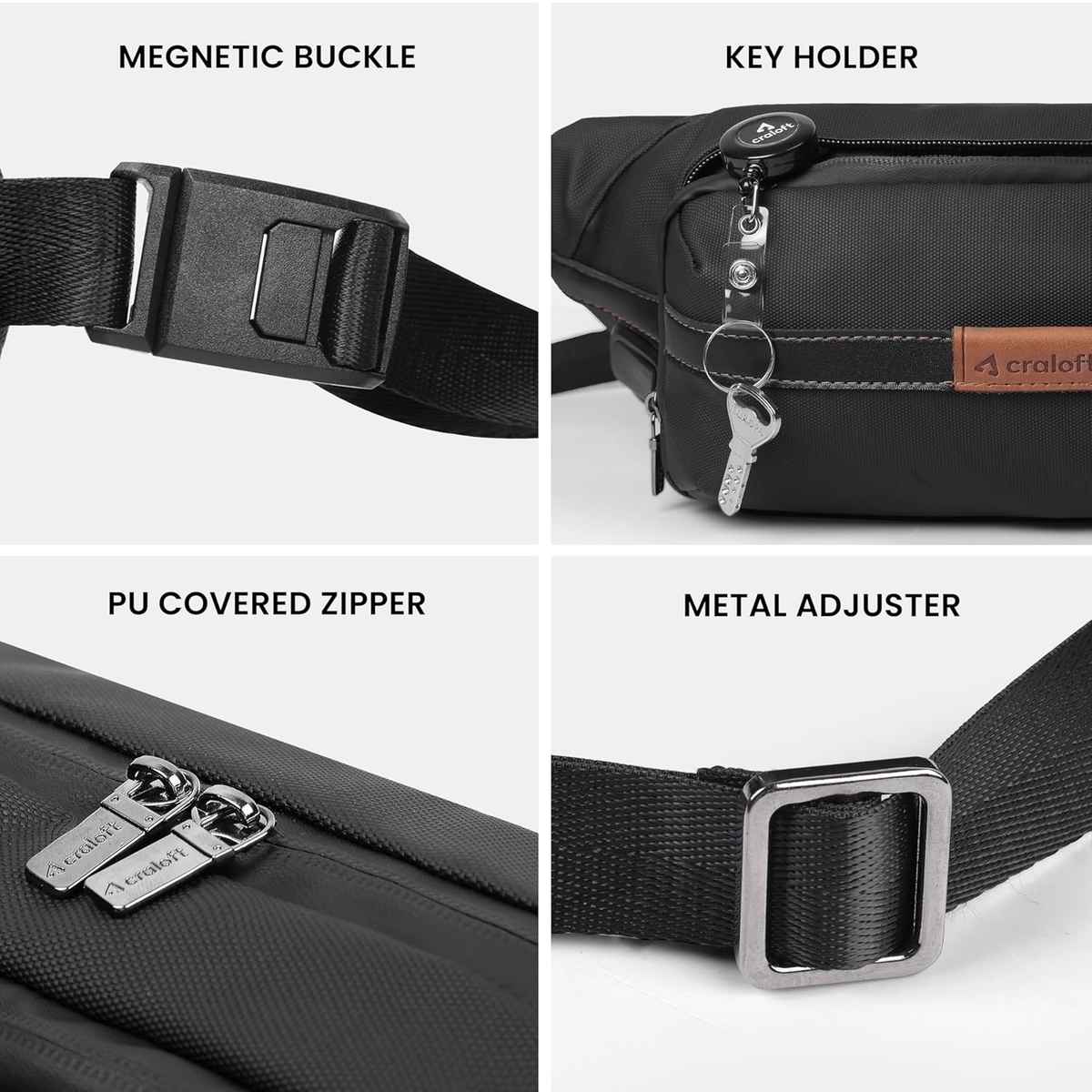 Craloft Waist Bag Fanny Pack for Men & Women,Chest Crossbody Sling Bags for Money,Passport & Travel