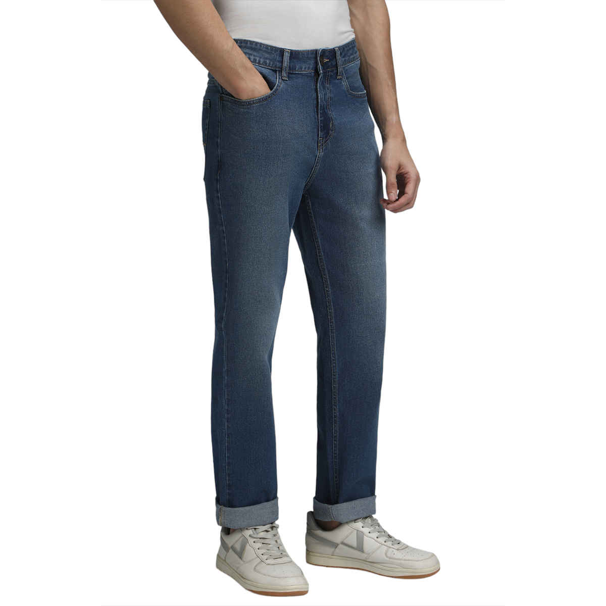 Dennis Lingo Men'straight Fit Washed Stretchable Jeans | Indigo | 36