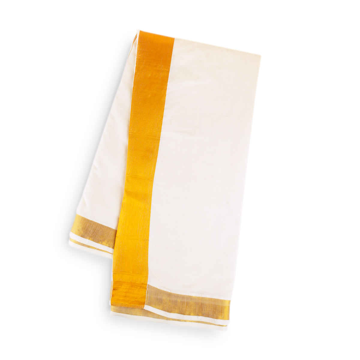 Peepal Clothing India Silk Emporium Kerala Cotton Saree With Zari Border | White and Gold