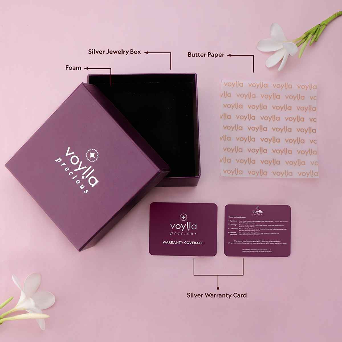 Voylla 925 Sterling Silver Cz Webbed Stud Earrings