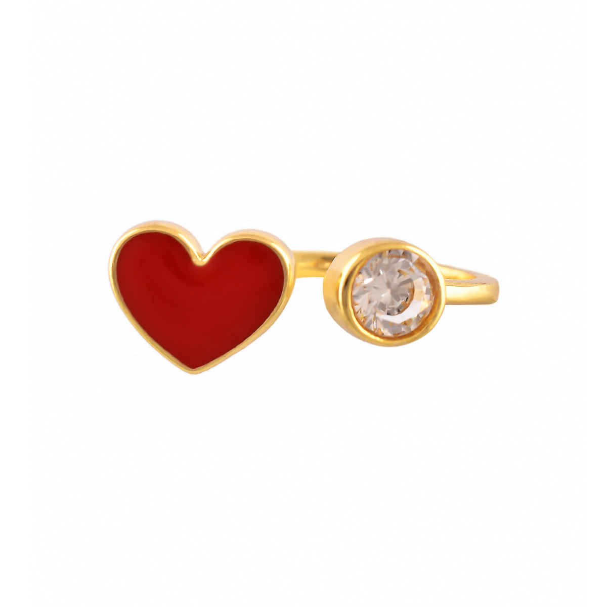 Voylla Valentine's Day Red Heart Open Finger Ring