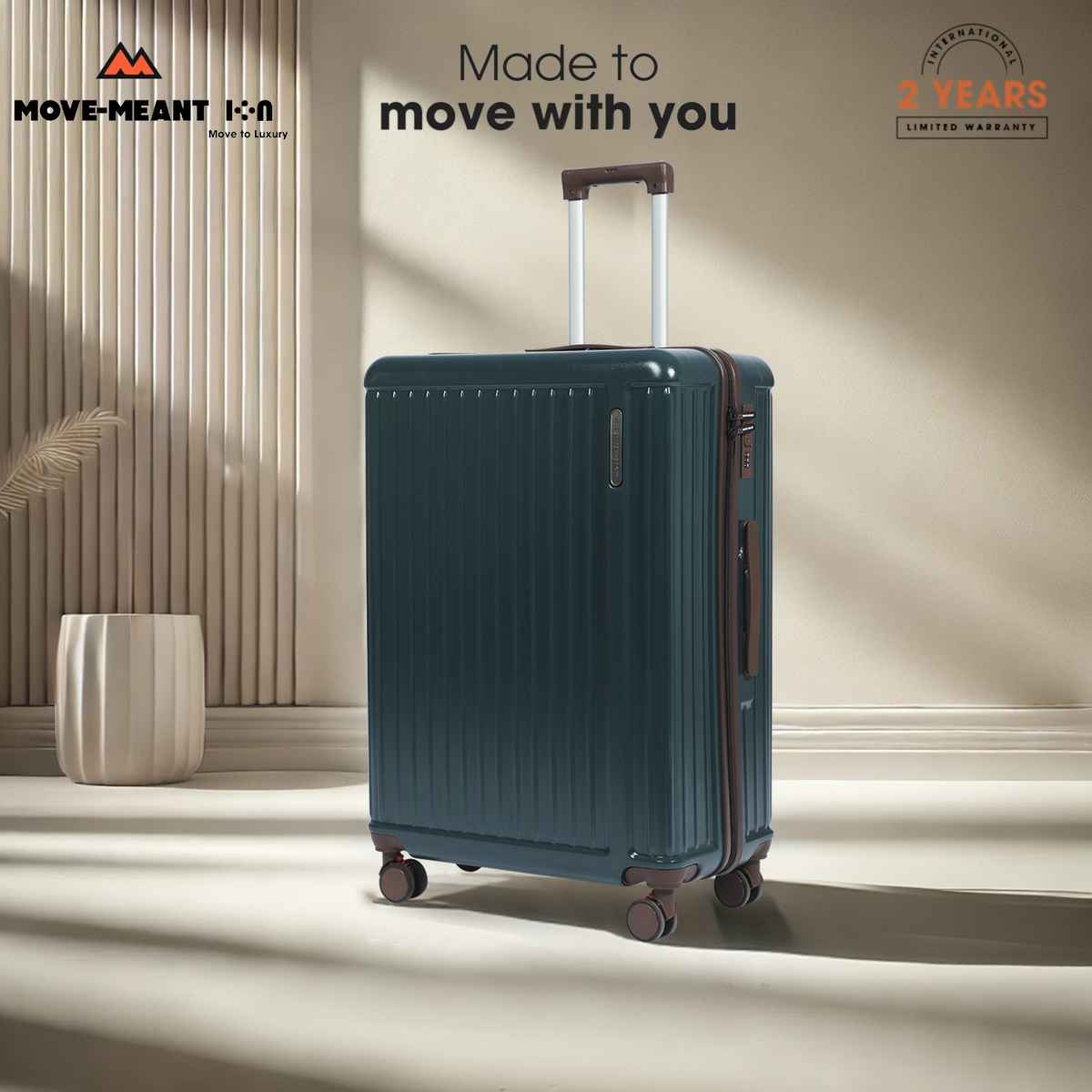 Move-Meant Travel Fun Large Suitcase Olive | PolycarbonateTrolley | 8 Wheels | Number Lock - 75 cm