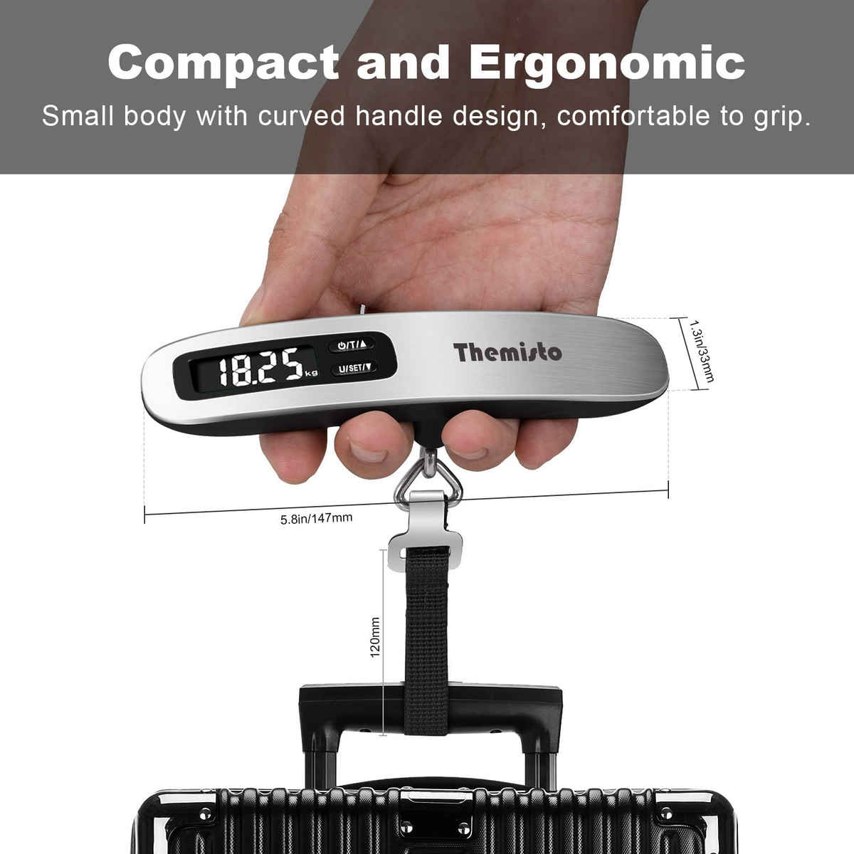 Themisto Th-Ws10 Digital Luggage Scale With Target Value Setting (50 kg) - Silver