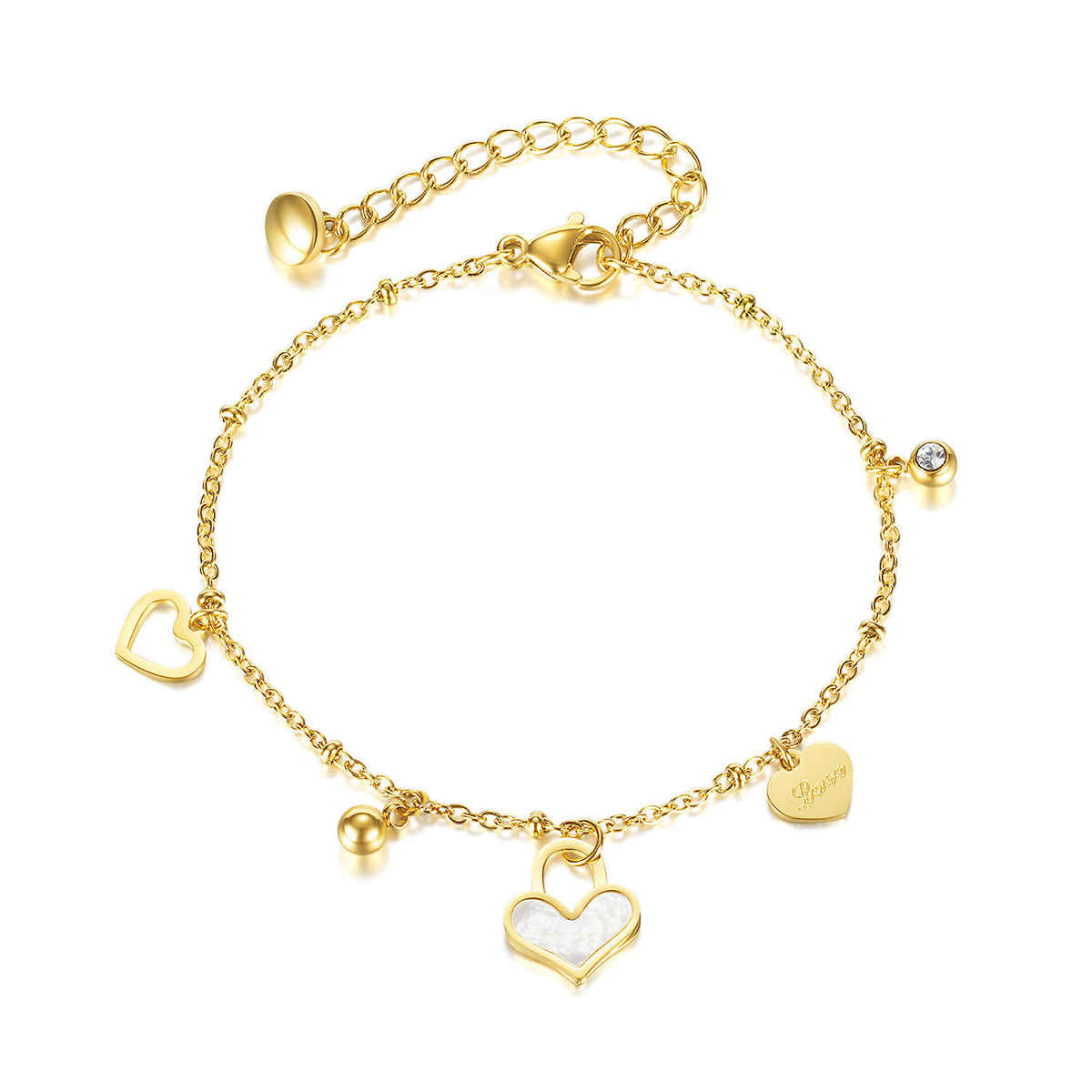 Beautynx Golden Heart Dangle Bracelet | BNX-BR-0007 - Gold