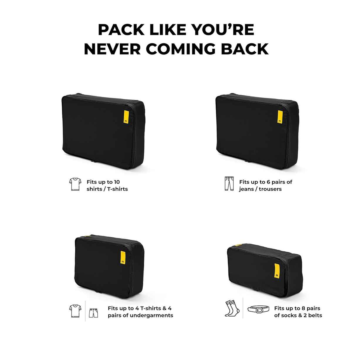 Mokobara Solid Nylon Travel Cubes | Black - One Size