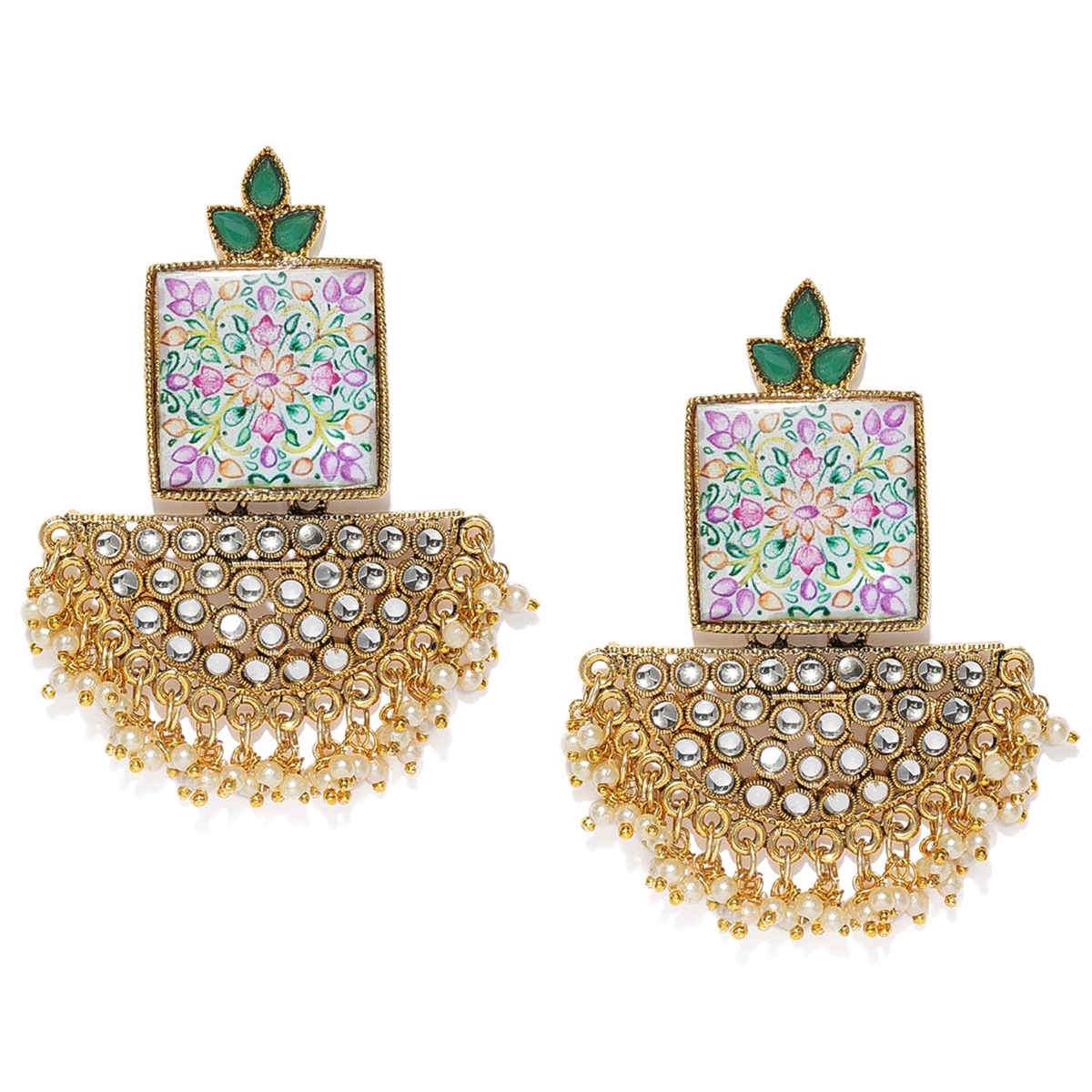 Sukkhi Astonish Kundan Gold Plated Pearl Chandelier Earring For Women