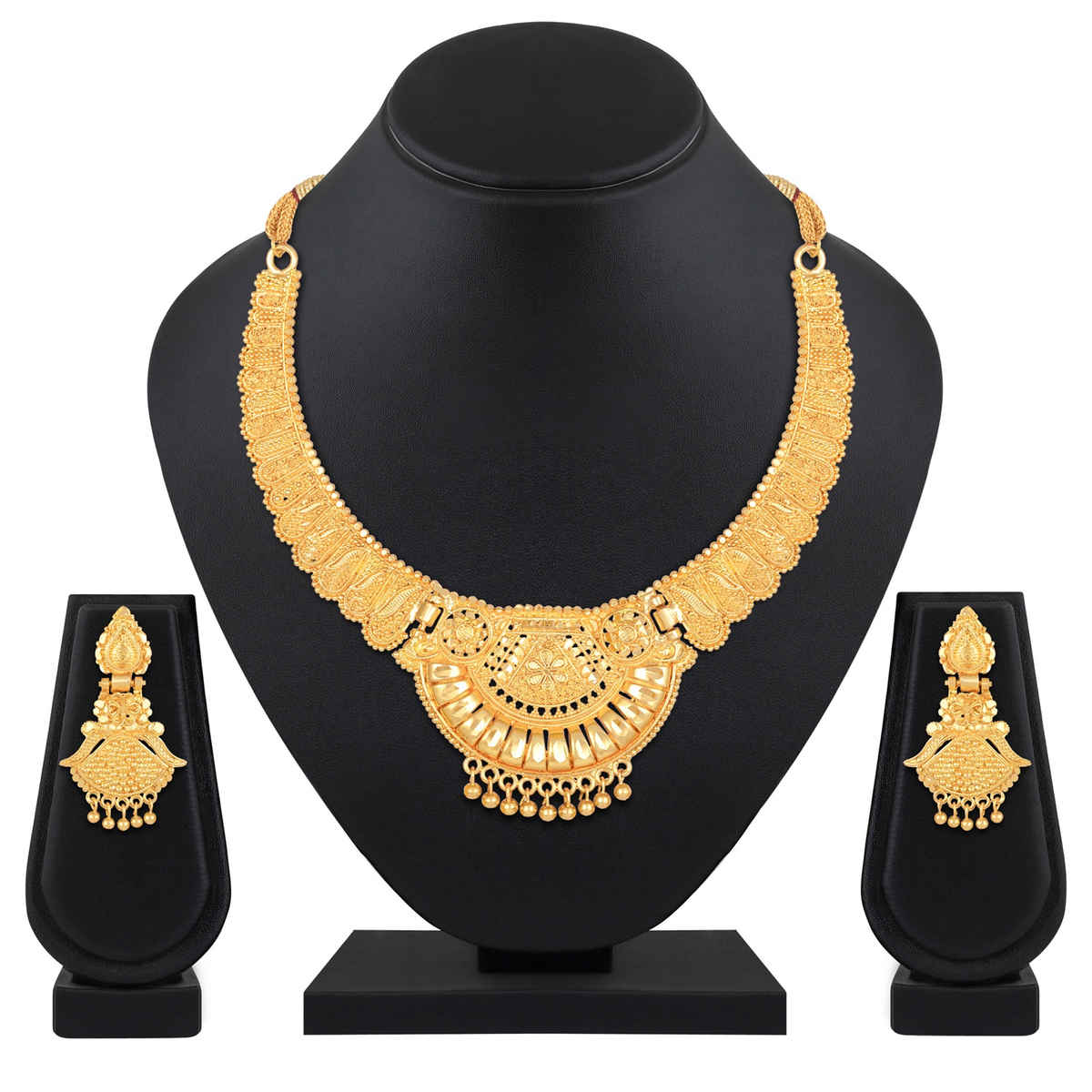 Shining Diva Fashion Choker Design Traditional One Gram Gold Plated Jewellery Set for Women 11534s