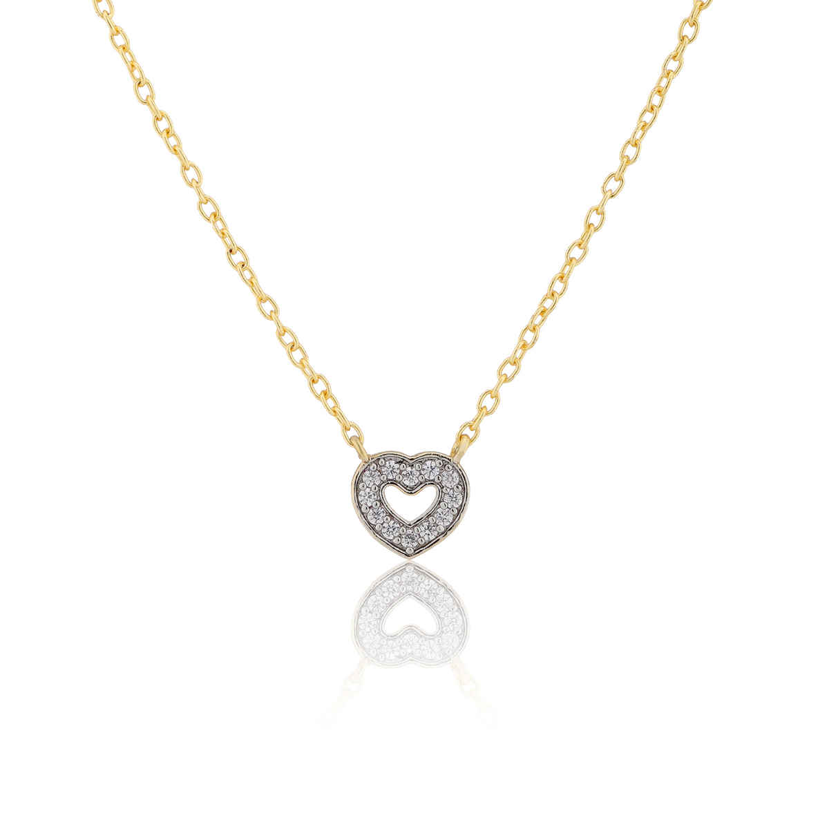 Voylla Valentines Day Golden Mini Heart Crystal Necklace