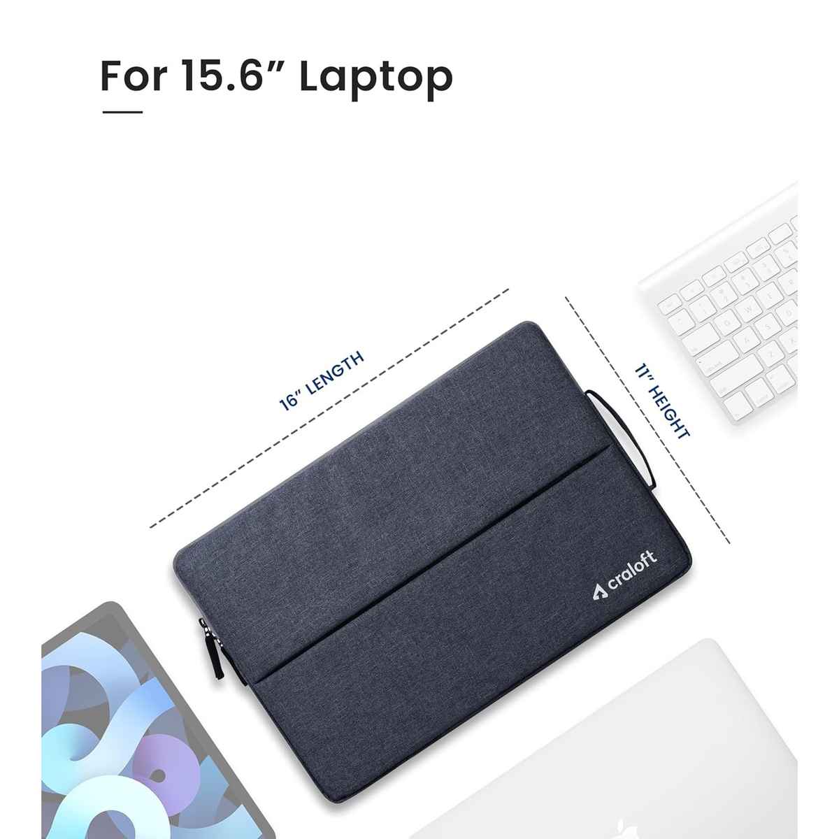 Craloft 15-15.6 Inch Laptop Sleeve Cover Bag for MacBook/Dell/HP/Lenovo - Office & Travel Use (L25)