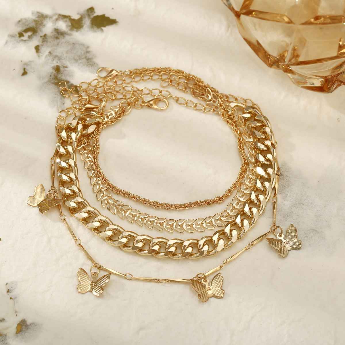 Shining Diva Fashion Set of 4 Multilayer Gold Plated Bangle Bracelet for Women and Girls | Rr14664b