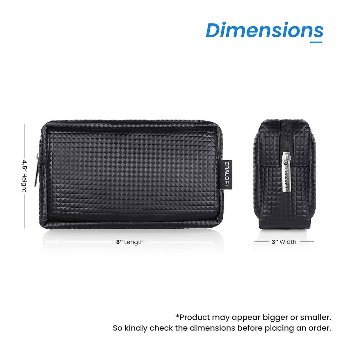 Craloft Laptop Charger Pouch/Travel Organizer Pouch for Cables/Hard Disk/Charger (Black)