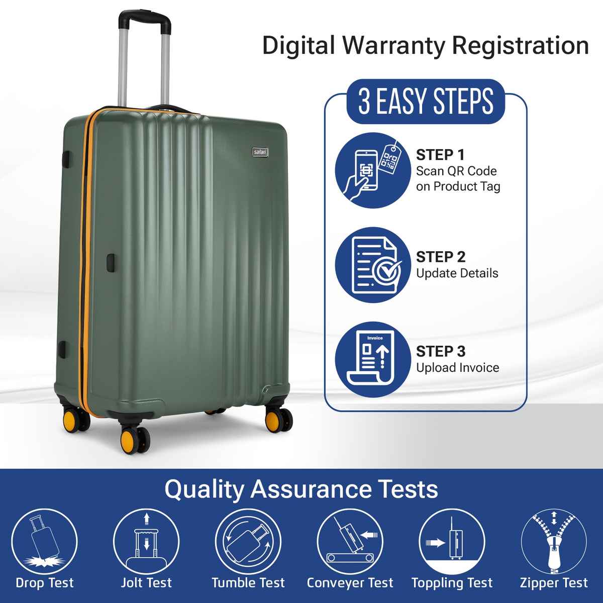 Safari Textured Polycarbonate 78 L Telescopic Trolley Bag | Thyme Green - M
