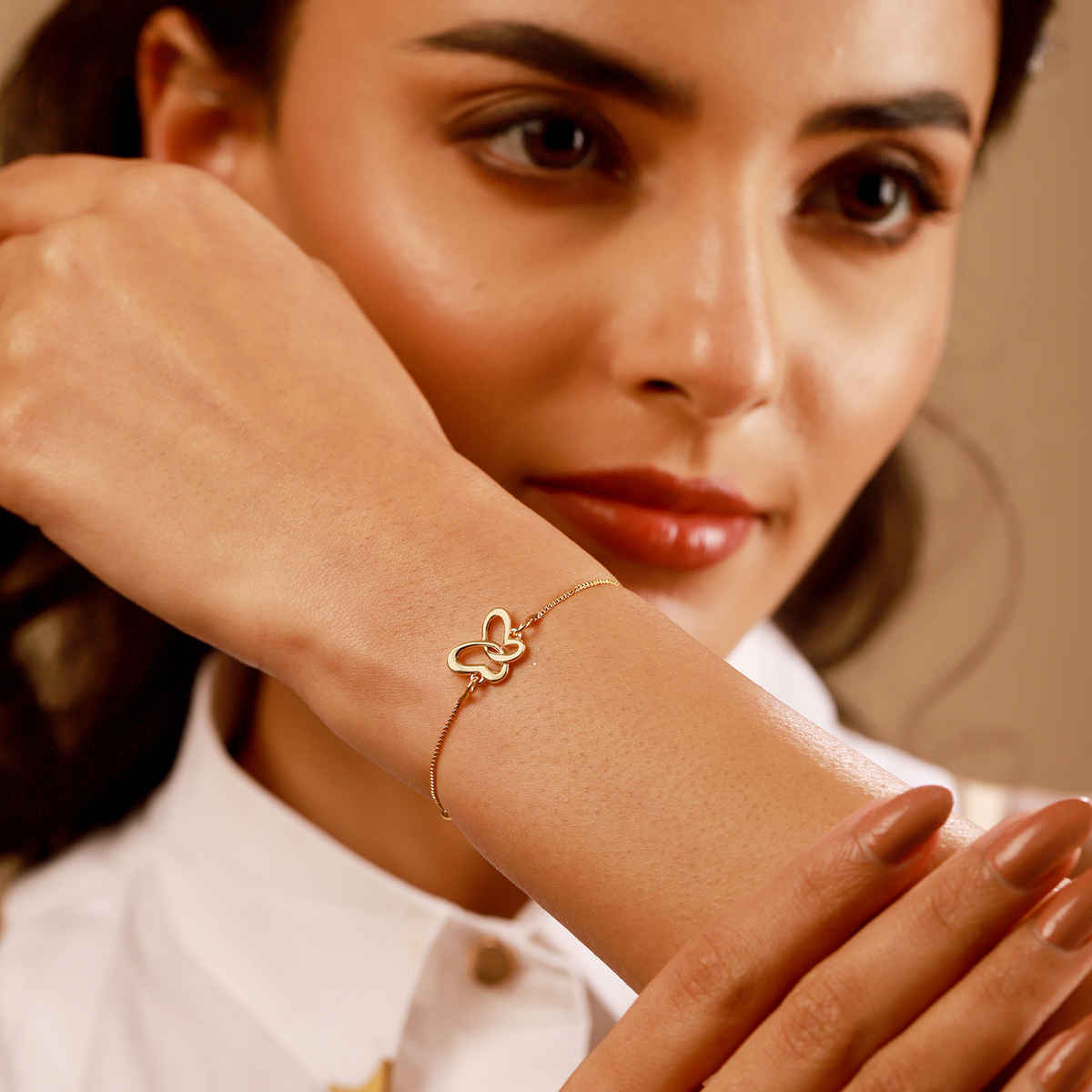 Voylla Valentines Day Golden Flutter Chain Bracelet