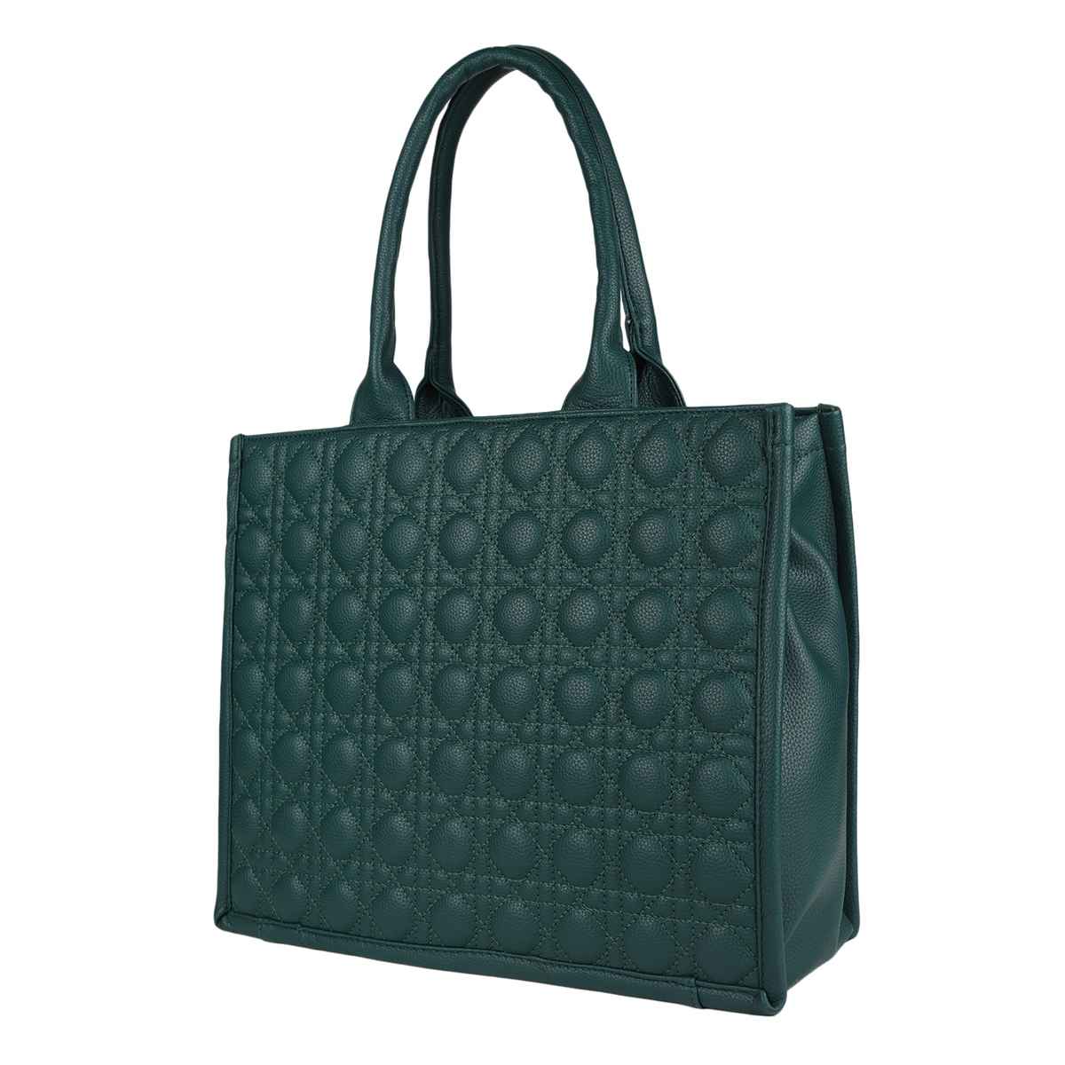 Mini Wesst Women's Textured PU 20 L Double Handle Tote Bag | Green - Regular