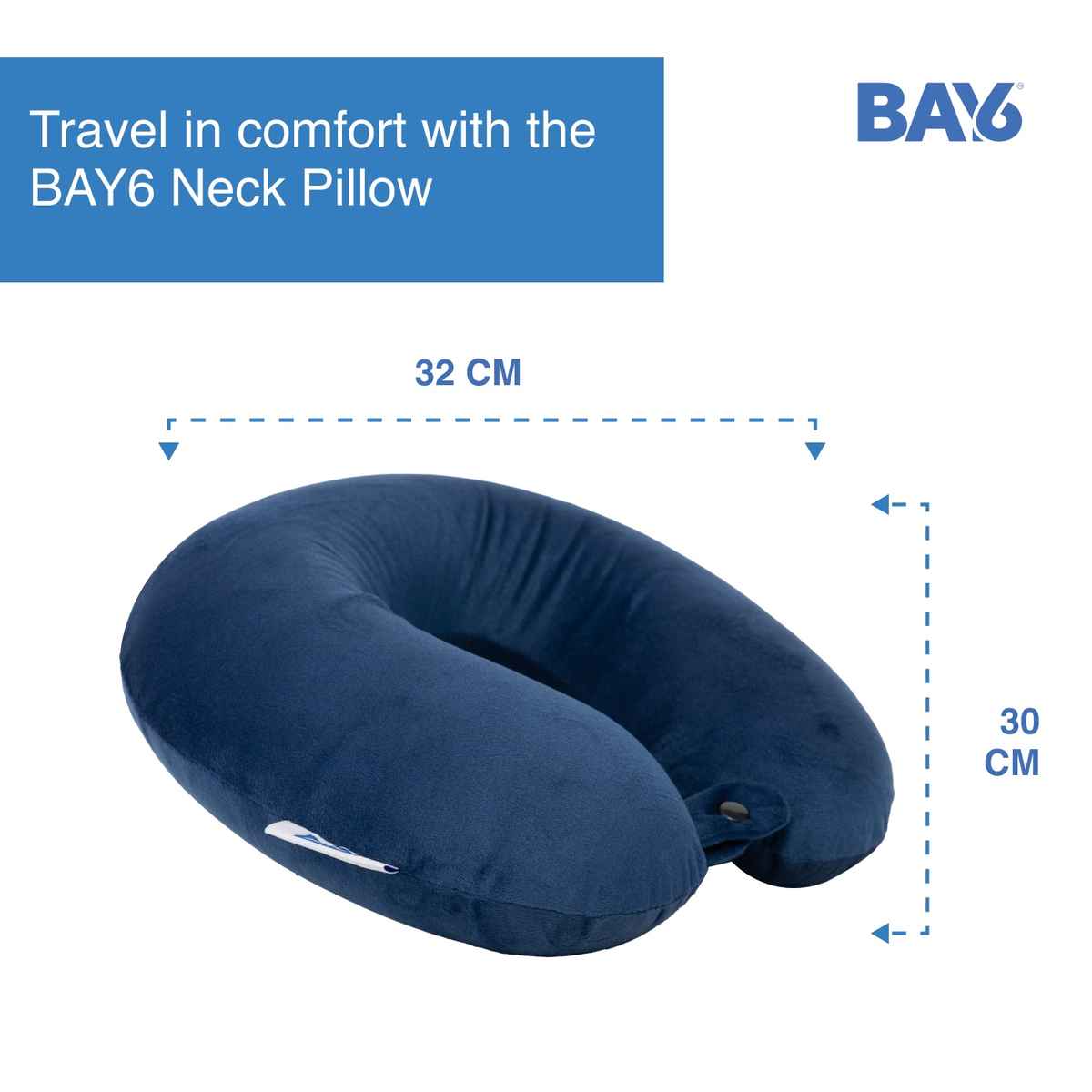 BAY6 Unisex Solid Faux Velvet Neck Pillow | Blue - Free Size