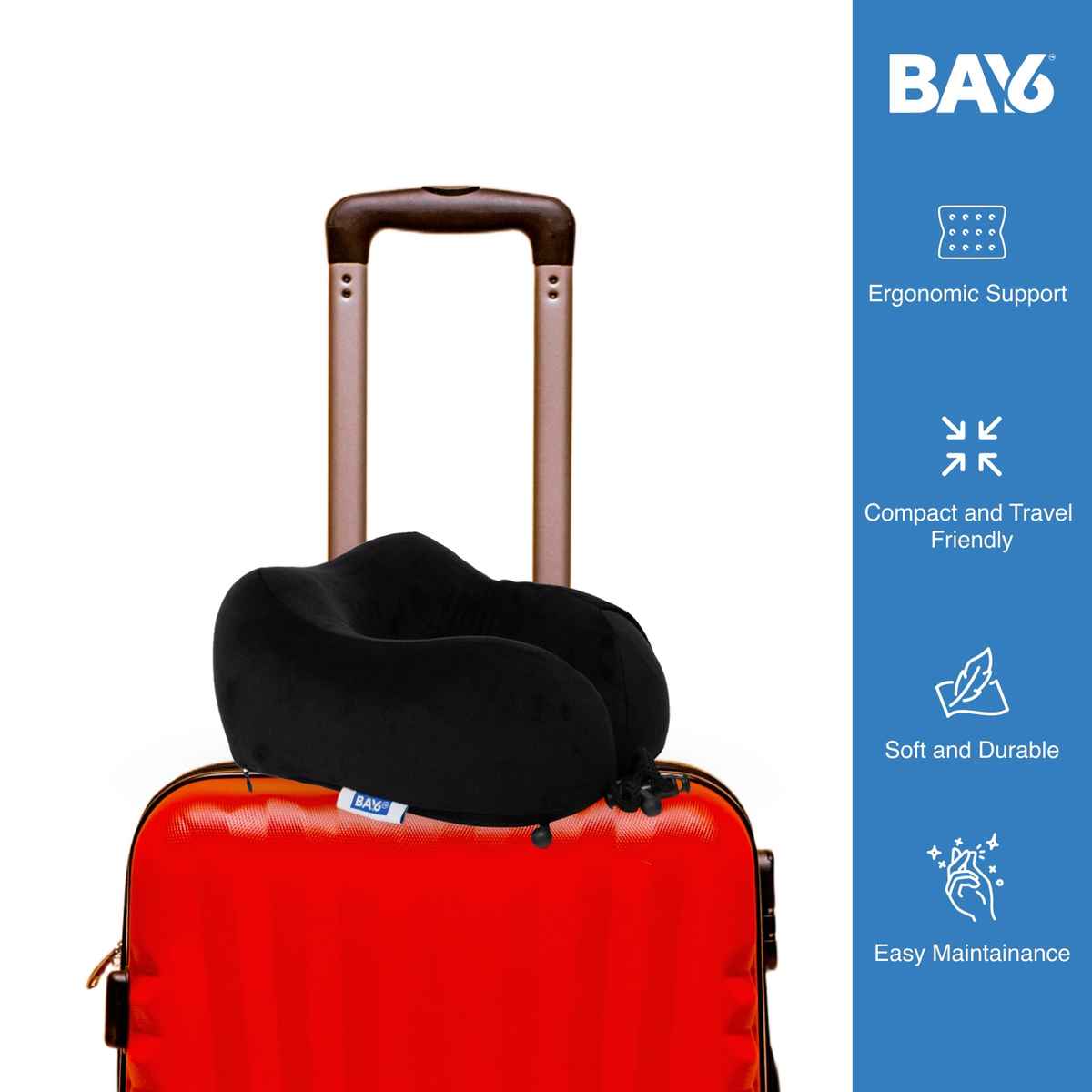 BAY6 Unisex Memory Foam Neck Pillow | Black