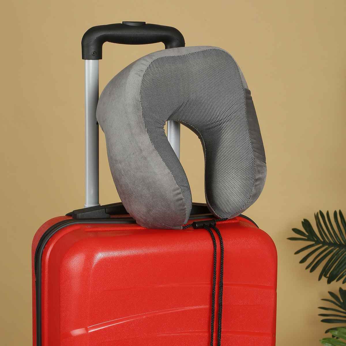 Kaaytee Memory Foam Travel Neck Pillow for Airplane & Car Neck Support Cushion | Grey