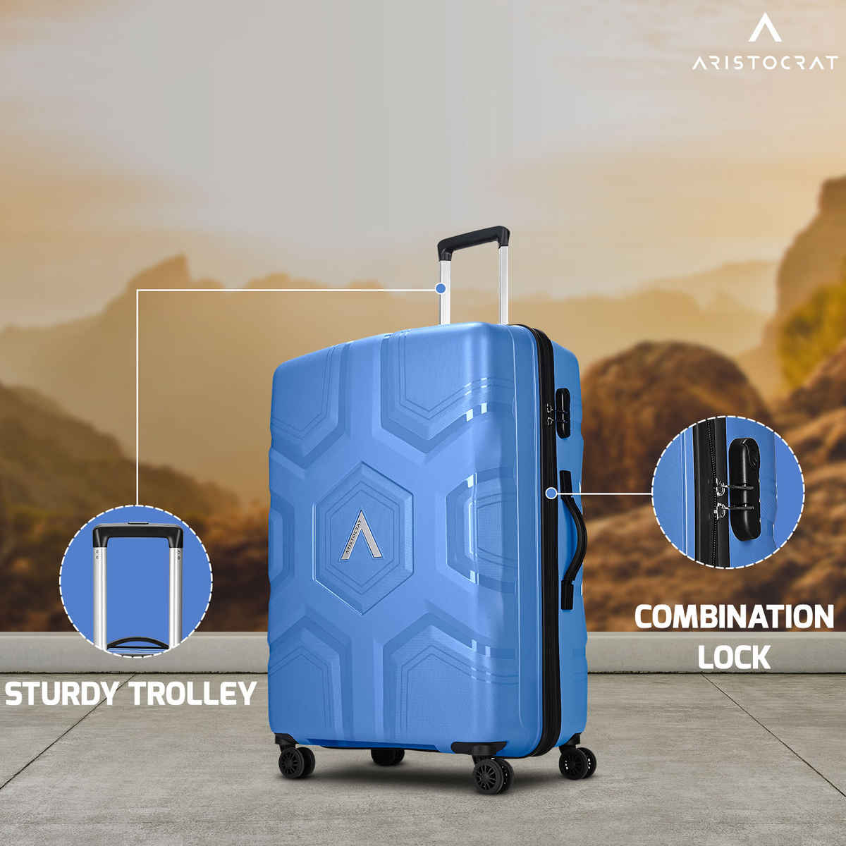 Aristocrat Rock Suitcase 76 | Ocean Blue