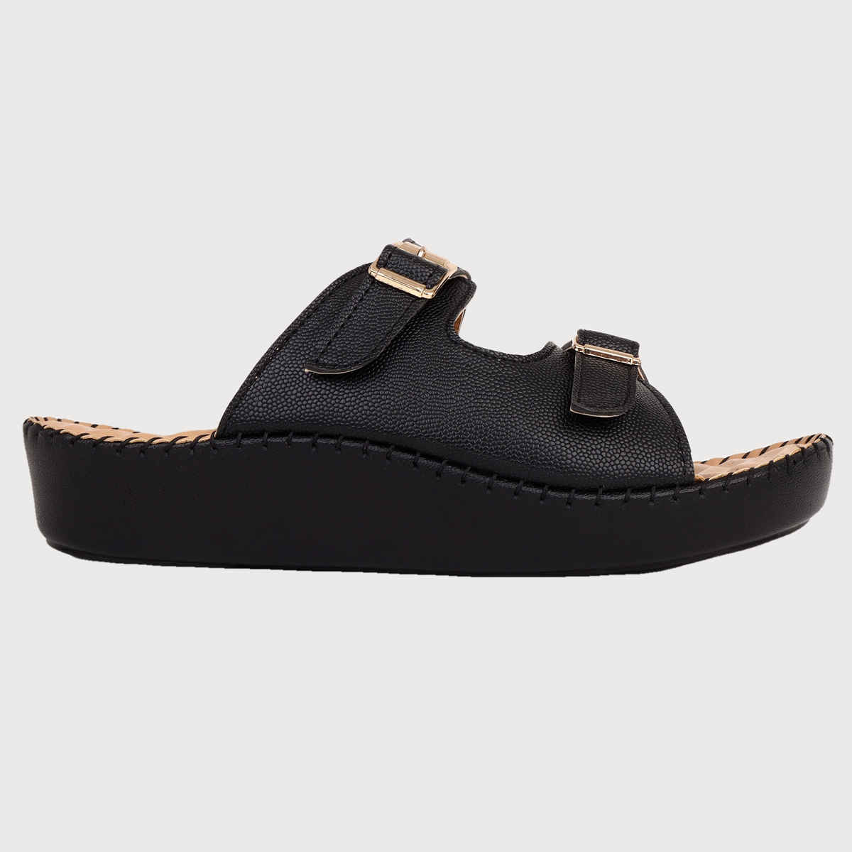 Trase Casual Women's Sandals | Comfortable Slip-On Design - Black | 7 UK
