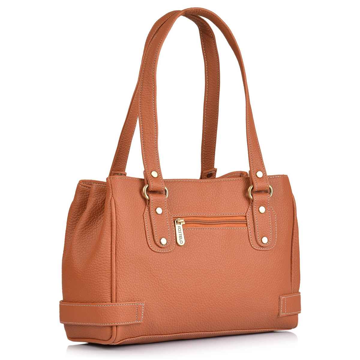 Fostelo Women's Vegan Leather Nightingale Handbags Shoulder Hobo Bag Ladies Purse | Tan | Large